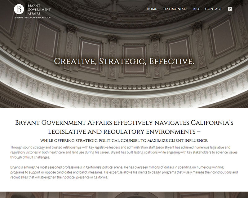 Before Screenshot of Bryant Government Affairs website redesign