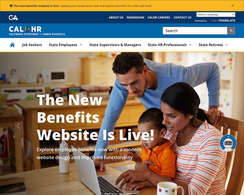 After Screenshot of CalHR Benefits website redesign