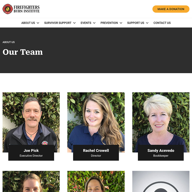 Firefighters Burn Institute Website Design Screenshot 1