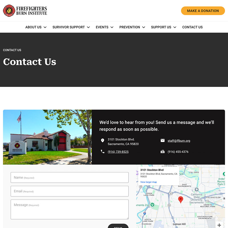 Firefighters Burn Institute Website Design Screenshot 4