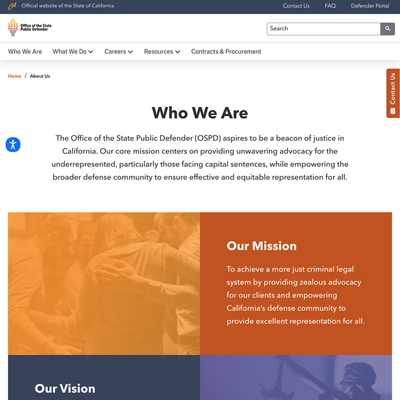 Office of the State Public Defender Website Design Screenshot 1