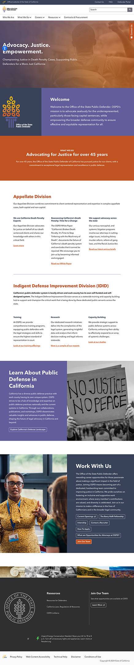 Office of the State Public Defender Website Homepage Screenshot