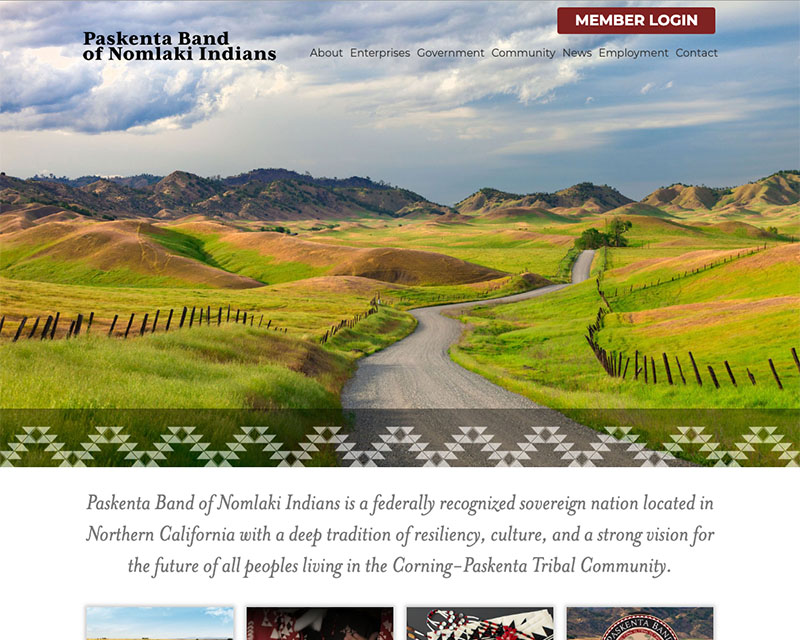 Before Screenshot of Paskenta Band of Nomlaki Indians website redesign