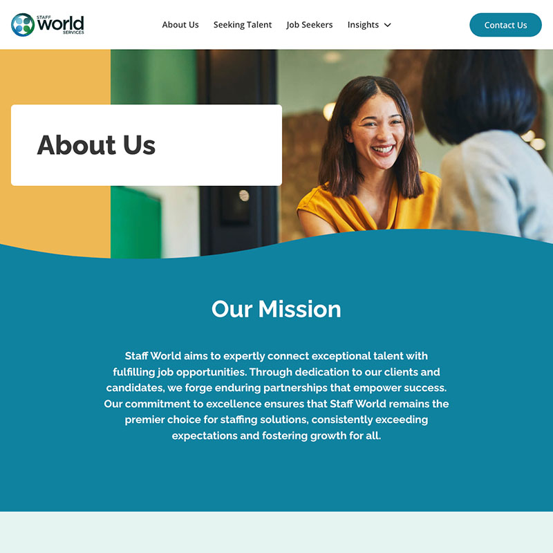 Staff World Services Website Design Screenshot 1